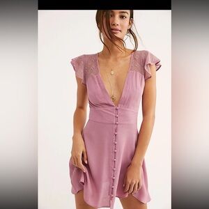 Free People Carolina lace Button-Front Dress